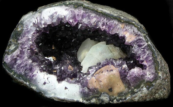 Amethyst Crystal Geode With Calcite - Uruguay #36903